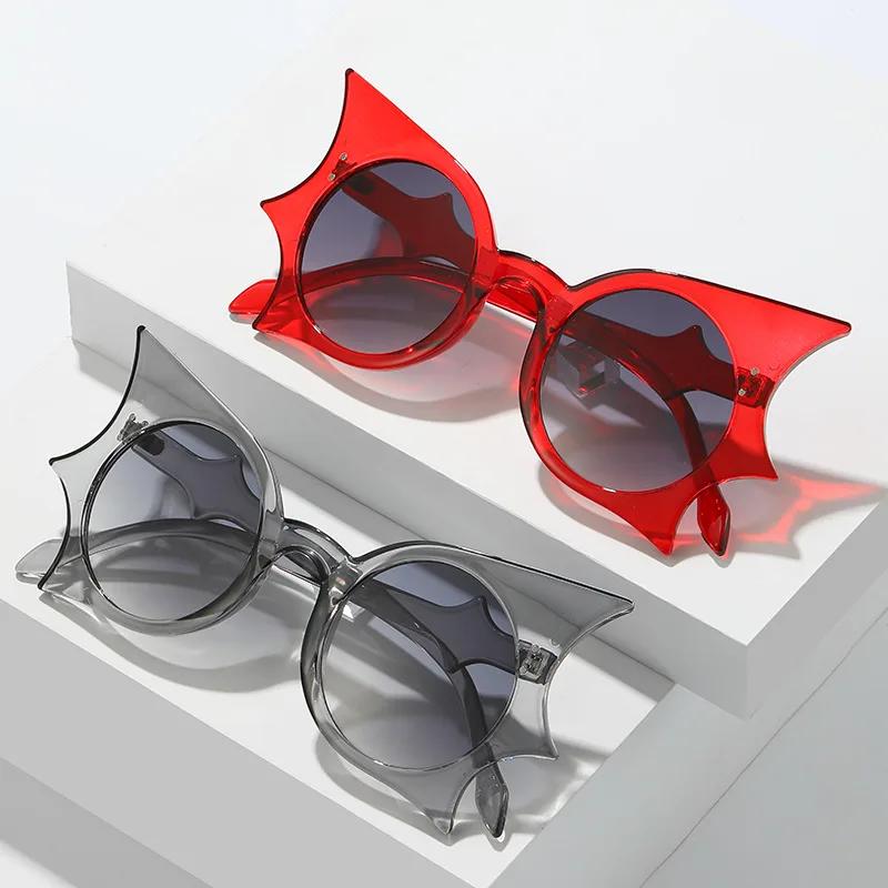 Retro Large Frame Bat Wing Sunglasses Hip Hop Funny Sunscreen UV400 Sunglasses Trendy Men and Women Cat Eye Sunglasses