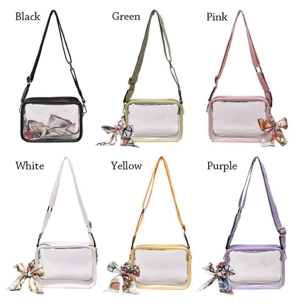 Fashion Shoulder Messenger Bag Transparent Crossbody Bag for Women Girls PVC Jelly Handbag(Excluding ribbons)