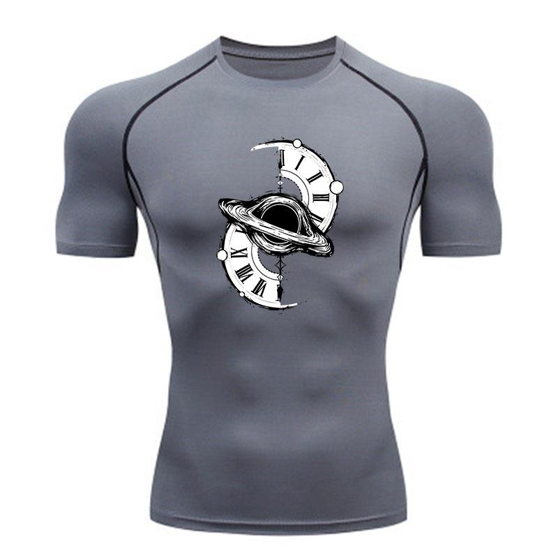 Men's Quick Dry Compression Workout T-Shirt, Steampunk Clock