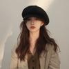 Beret Women's Spring and Autumn Retro Versatile Corduroy Octagonal Hat Big Head Circumference Showing Face Small Painter Hat