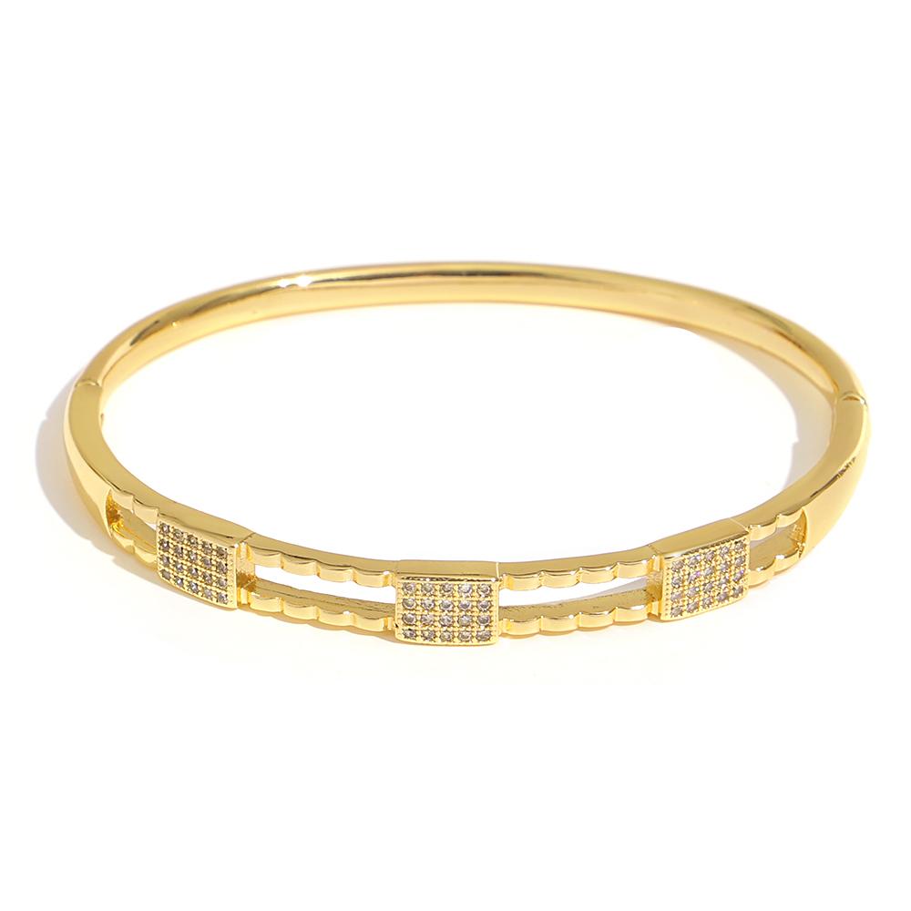 6 Styles Elegant Zircon Geometry Charm Bracelet for Women Trendy Smooth Surface Gold Color Plated Spring Bangle Luxury Jewelry