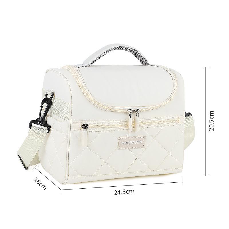 Colorblock Large Capacity Insulated Crossbody Lunch Bag with Thick Aluminum Foil