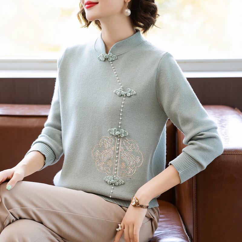 

BAOLIANDUO Женский вязаный свитер с круглым вырезом в китайском стиле 4XL