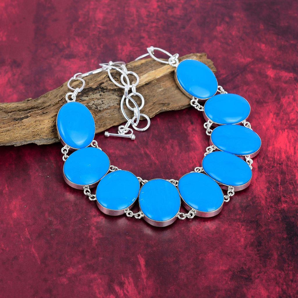 Sleeping Beauty Turquoise Handmade Gemstone Necklace, 925 Solid Sterling Silver Necklace Antique Jewelry, For Thanksgiving