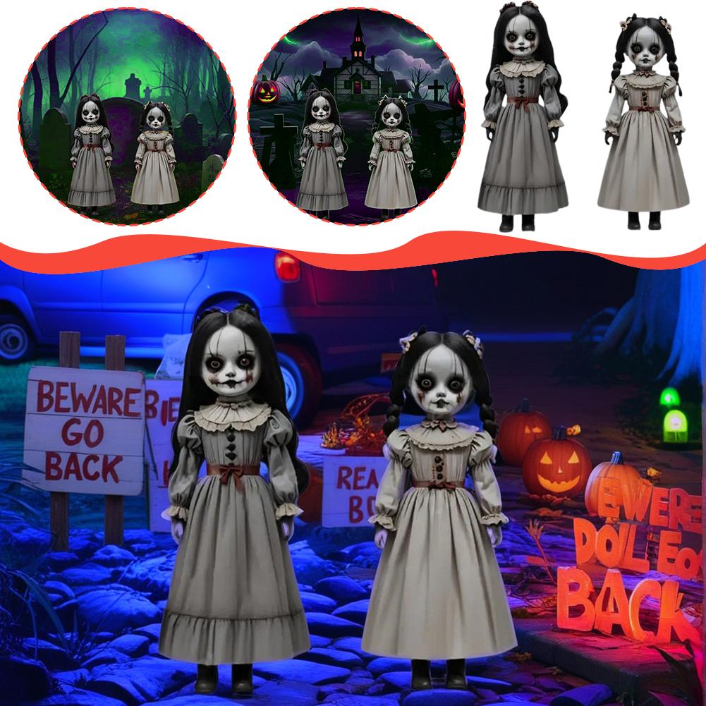 2pcs Halloween Ghost Doll Ground Decoration 2D Scary Doll Ground Plug-in Board outdoor horror ghost doll decorations Ornament
