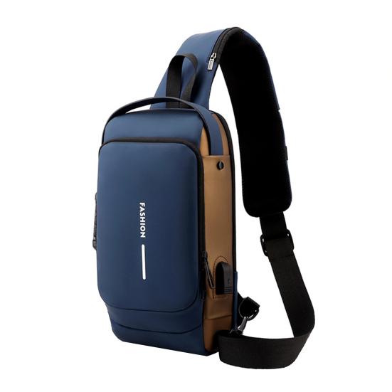 Anti-theft Crossbody Bag Shoulder Backpack with USB Charging Port Waterproof Sports Sling with Lock for Men And Women Travel Camping Daily Use