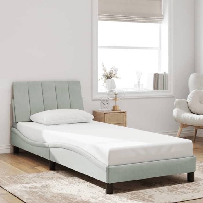 VidaXL Bed Frames with Headboard, Upholstered Bed, Slat Base, Single Bed, Adult Bedroom Bed 3207825