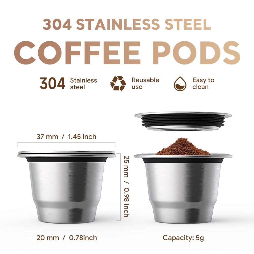 Per Capsule da Caffè Riutilizzabili Nespresso Acciaio Inossidabile Crema Espresso Filtri Ricaricabili Pod Adatti a Macchine Inissia Pixie Essenza Mini