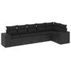 6 Piece Garden Sofa Set with Cushions Black Poly Rattan