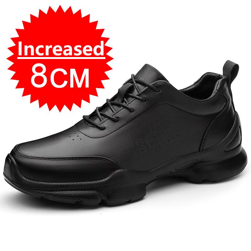 

Fashion Men s Genuine Casual Leather Oxfords 6cm/8cm Hidden Elevator Height Increase Soft Sole Business Formal Comfortable Lace-Up Shoes 36