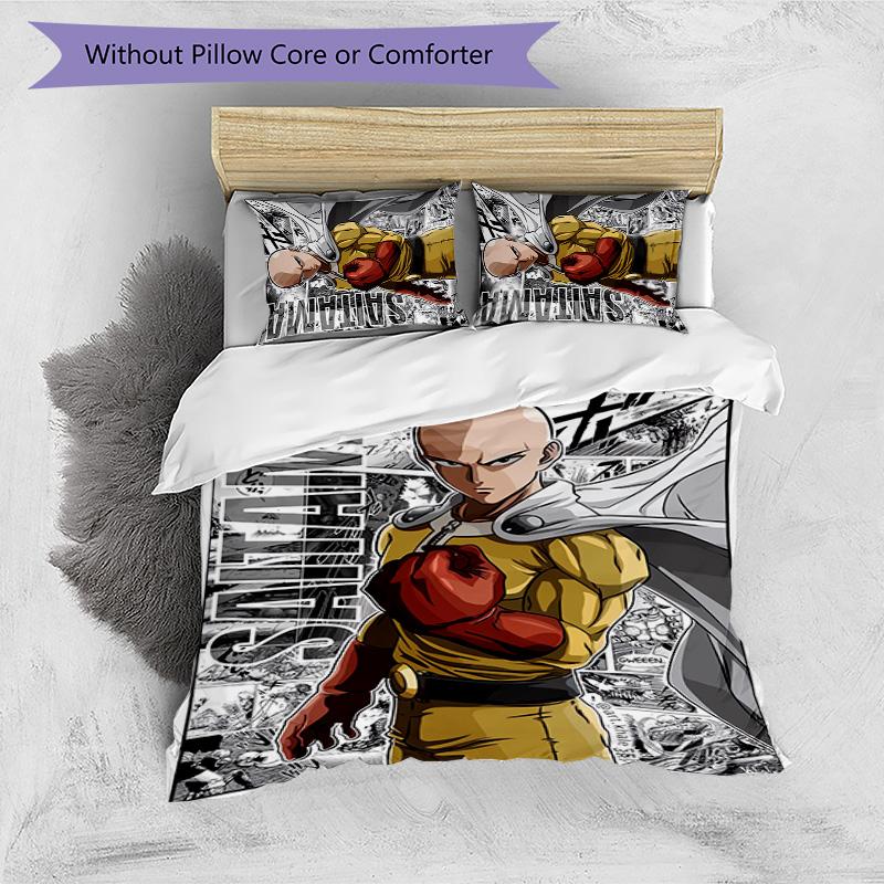 Saitama 3pcs Bedding Set Duvet Cover Closure Includes 1 Duvet Cover & 2 Pillowcases for All Seasons Bedroom Home Dorm Decor