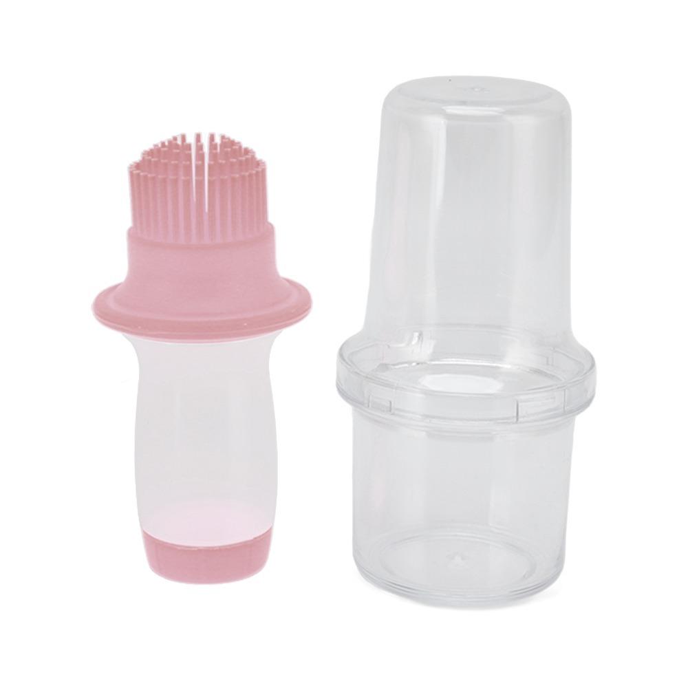 Silicone Brush Head Oil Brush Bottle Pink Lid Clear Transparent Squeeze Silicone Oil Brush Cooking
