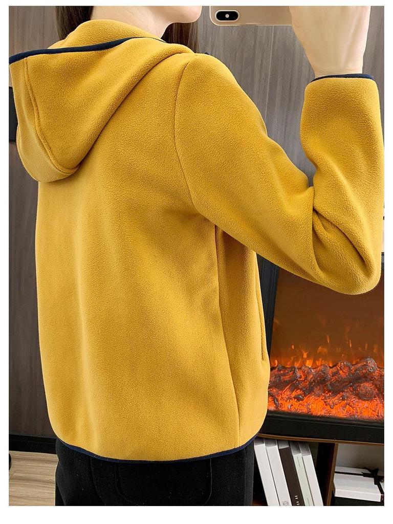 Unisex Autumn/Winter Color Block Double-Sided Polar Fleece Jacket
