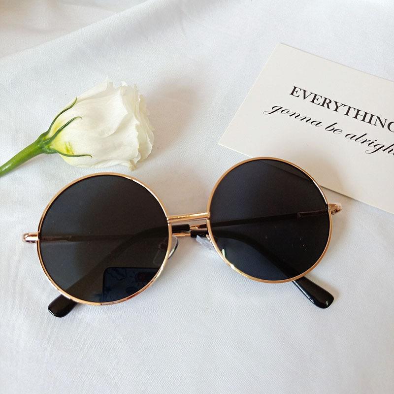 New round frame children's sunglasses baby stand glasses fashion metal sunglasses