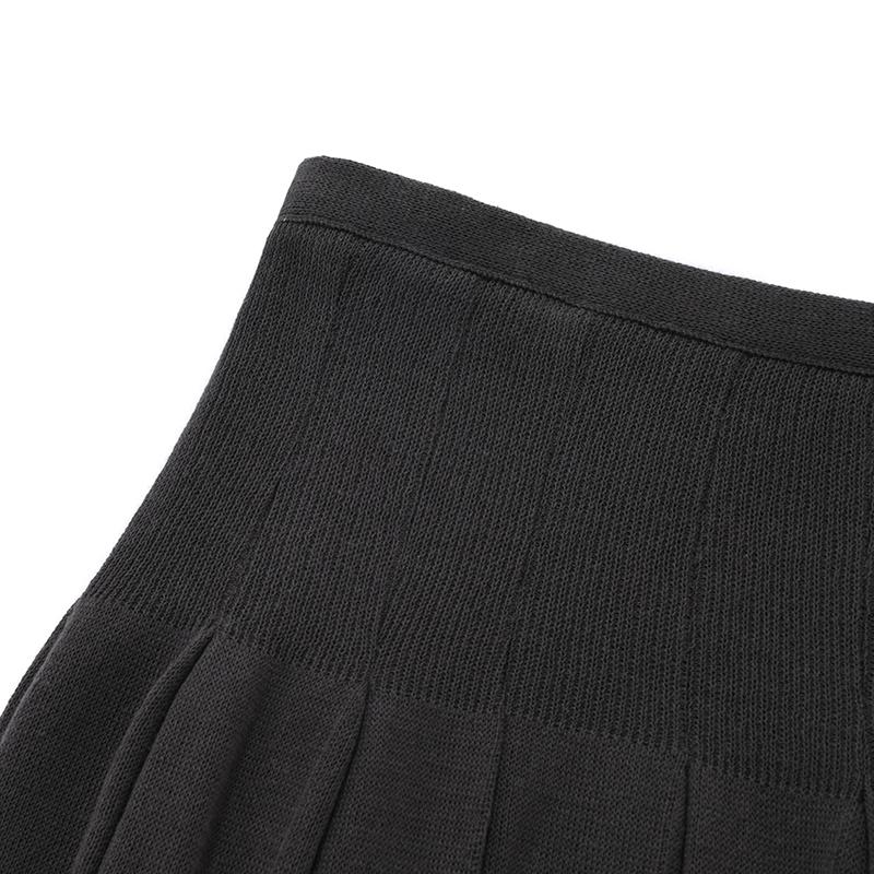 KIRSH Knit Wrap Pleated Skirt [Charcoal]