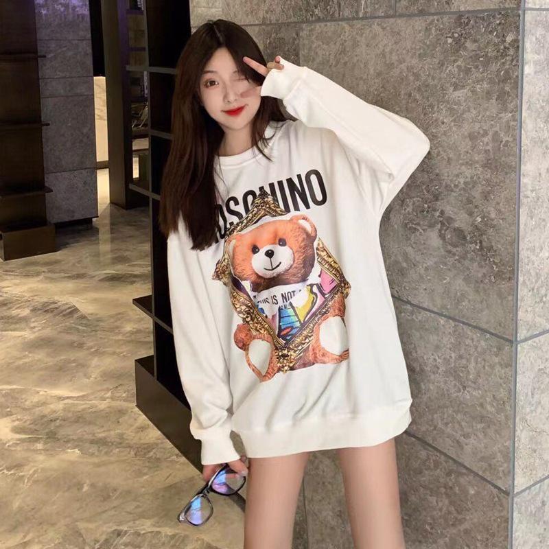 Women's American Cartoon Oversized Sweatshirt - Autumn Winter 2024 Korean Style, High-End, Round Neck.