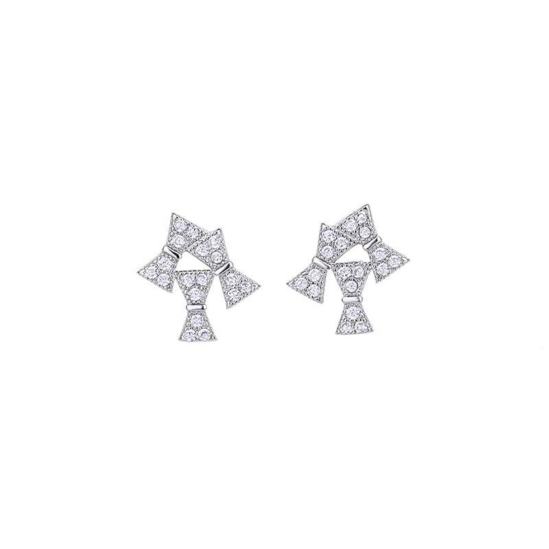 Simple Temperament Earrings Earrings Versatile Bow Earrings with Studs Micro-inlaid Zircon Earrings