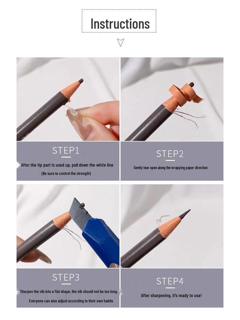Haozhuang Dual End Eyebrow Pencil: Ultra-Fine, Waterproof, Smudge-Proof, Long-lasting for Natural Brows.