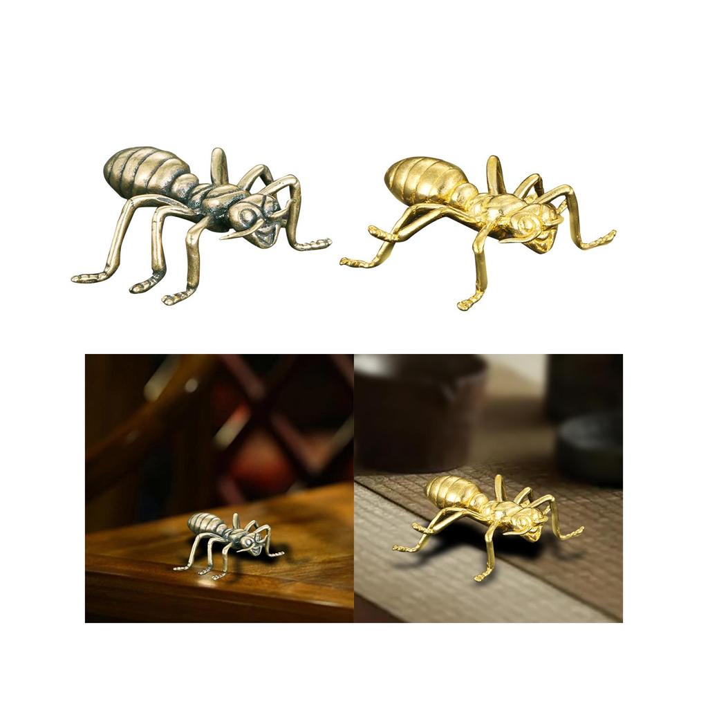 Brass ANT Statue Delicate Table Centerpieces Animal Ornament Mini Figurine for Home Office Decor Boys Indoor
