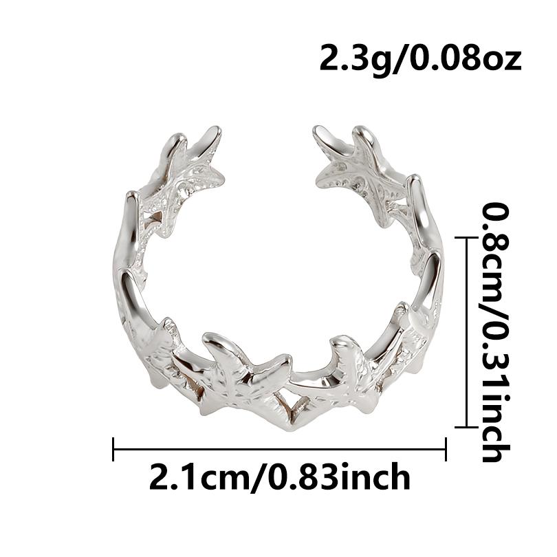 

1/5pcs Wholesale Sea Animal Conch Starfish Spiral Ring Silver Color Open Adjustable Stainless Steel Rings For Women Men Jewelry 1pcs