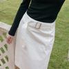 Elssibeui Polka Dot Belted Skirt_White
