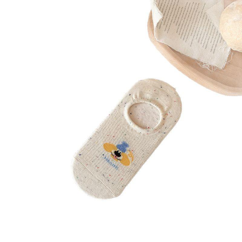 Women's Boat Shoes Summer Lightweight Pure Cotton Invisible Stockings Low-cut Silicone Anti-slip Cartoon Short Socks