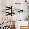 Boys Room Decor, Long Live Boyhood Wall Hanging Pennant Flag Banner, Preppy Neutral Beige Checkered Wall Decorations for Kids Boys Toddler Nursery