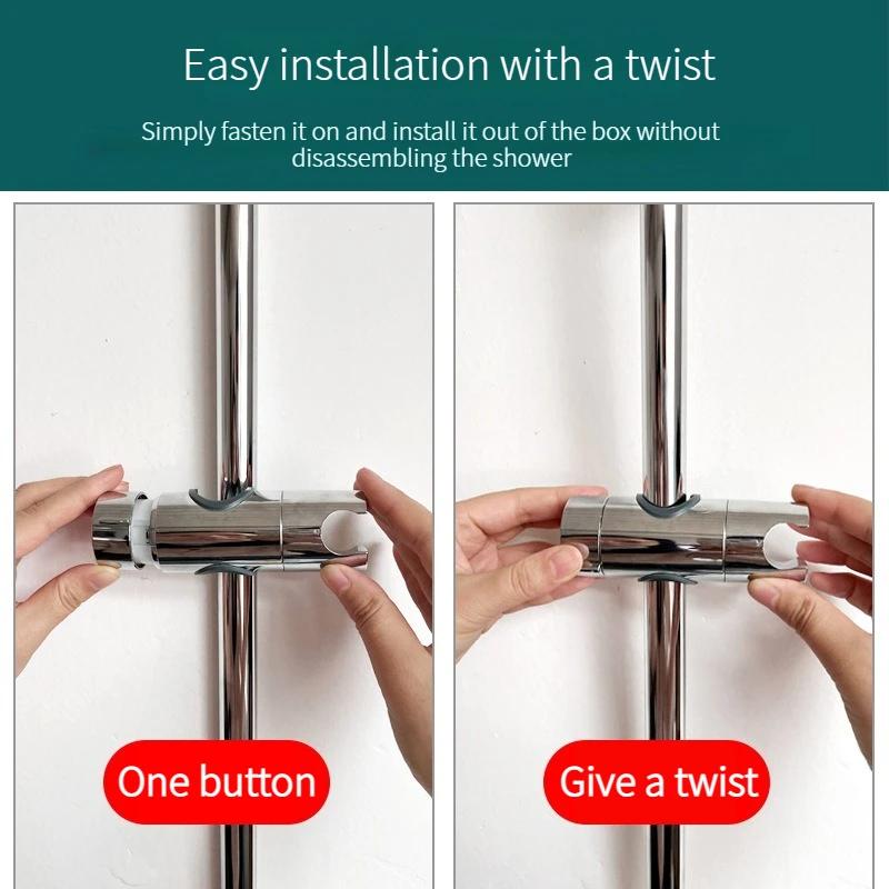 1pcs Universal Shower Head Holder Adjustable 18~25mm ABS Chrome Shower Rail Holder Bathroom Accessories Shower Mounting Brackets