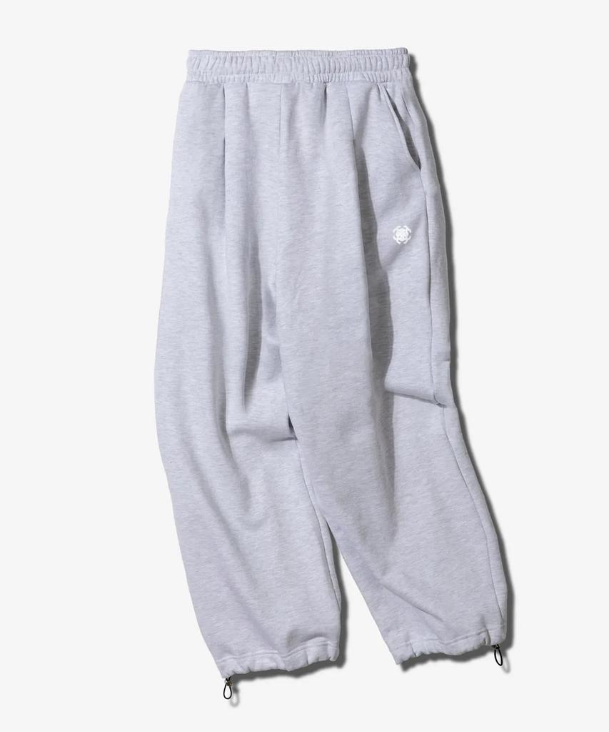 Paensyo Symbol One Tuck String Heavy Fleece-Lined Pants - White Melange
