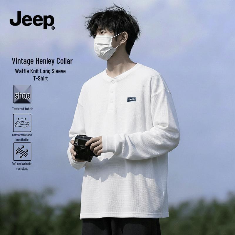JEEP Men s Waffle Knit Henley Long-Sleeve T-Shirt 4XL