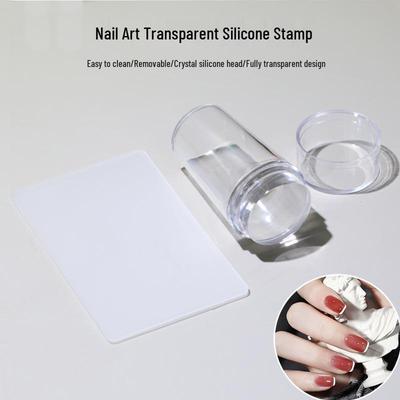 Carimbo de Silicone Transparente para Nail Art com Tampa e Raspador Grande – 2,8cm Conjunto de Ferramentas para Impressão de Unhas Francesas