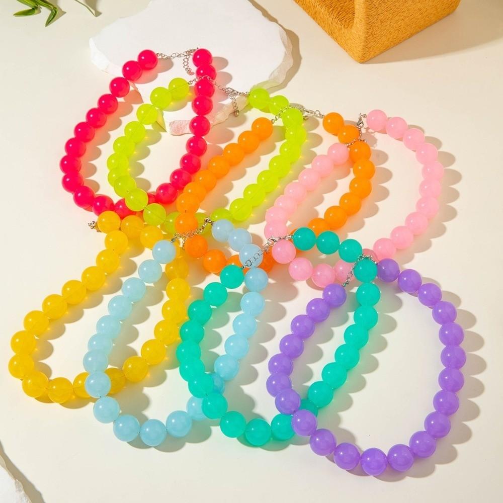 Elegant Colourful Choker Adjustable Length Round Necklace Bohemia Bead Necklace Holiday Party