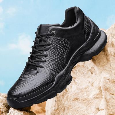 Modne Męskie Buty z Prawdziwej Skóry Wygodne Buty Casualowe dla Mężczyzn Jesienne Jednolite Męskie Sneakersy Antypoślizgowe Buty Sportowe Obuwie Trekkingowe