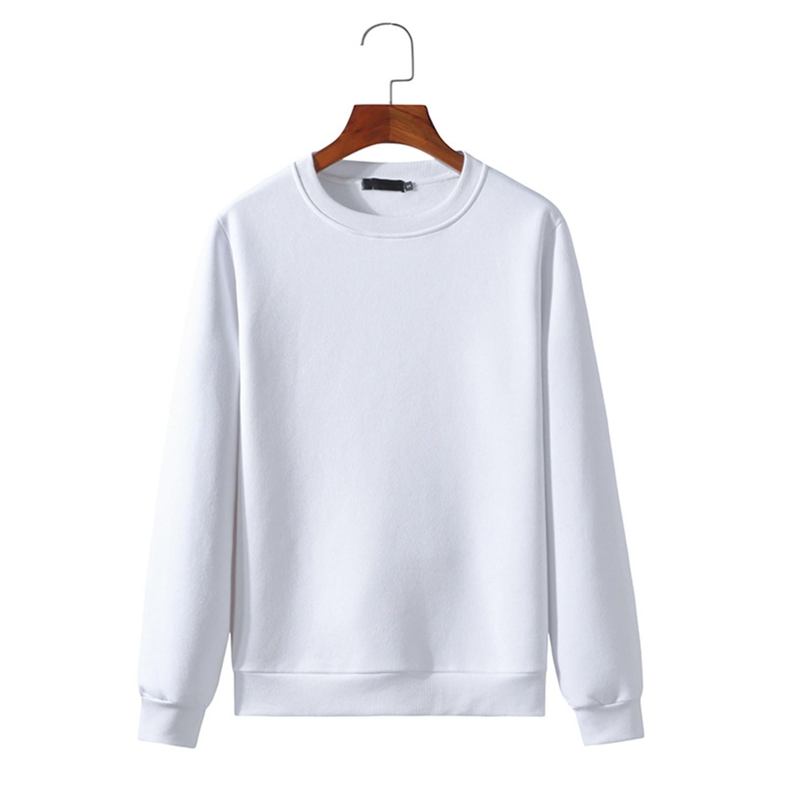 

Мужской базовый цветной свитер с круглым вырезом, свободная повседневная молодежная толстовка с капюшоном M белый