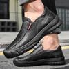 New Luxury Brand Men's Leather Casual Shoes Breathable Outdoor Sneakers Shoes Antiskid Sport Walking Trekking Climb Shoes Loafer