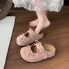 Fashion Shoes Women Cover Toe Slippers Flat Platform Slides Pantofle Soft 2025 Retro Shoes Woman 2025 Slippers Soft Platform Cover Toe