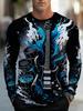T-shirt Strumenti Musicali da Uomo Chitarra Pianoforte Stampa 3D Manica Lunga Tee Harajuku Y2k Tee Streetwear Top Oversize Abbigliamento Uomo