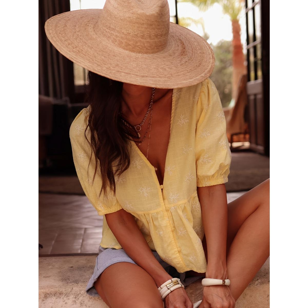 

Spring Summer New Elegant Short Sleeve Women s Blouse Shirt for European American XXL жовтий