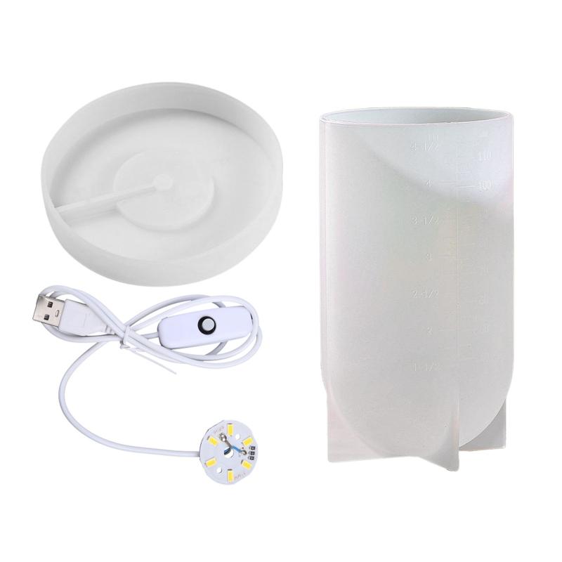Light Resin Silicone Molds Cylinder Light Resin Mould for DIY Desktop Ornament Table Lamp Table Candle Home Decorations