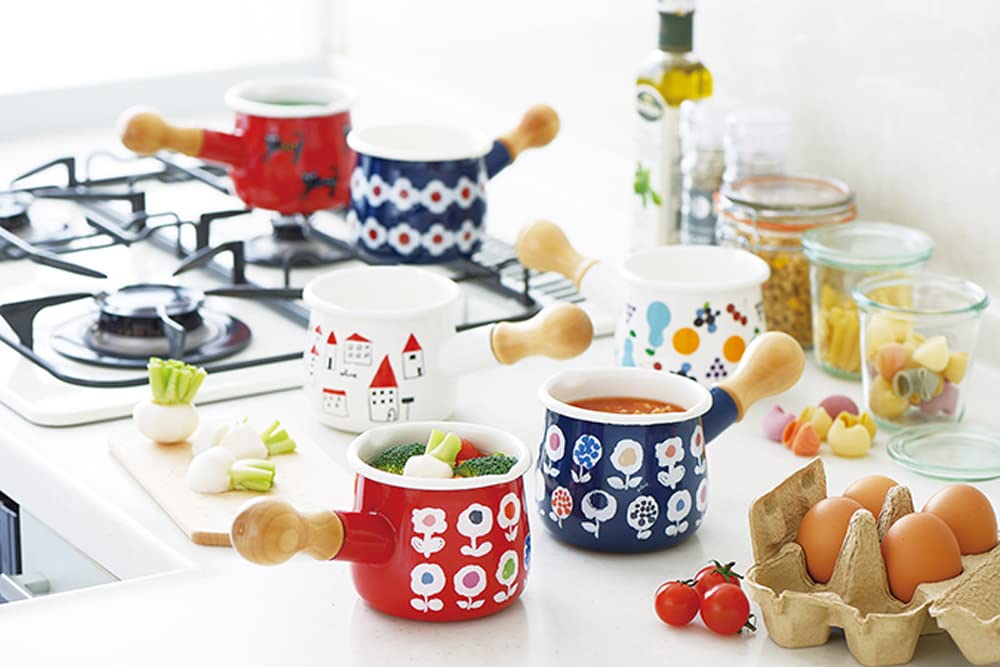 Tamahashi Mini Enamel Milk Pan, 550ml, for Gas Stoves Only, Made in Japan, Prune White, OHANA TYJ-731