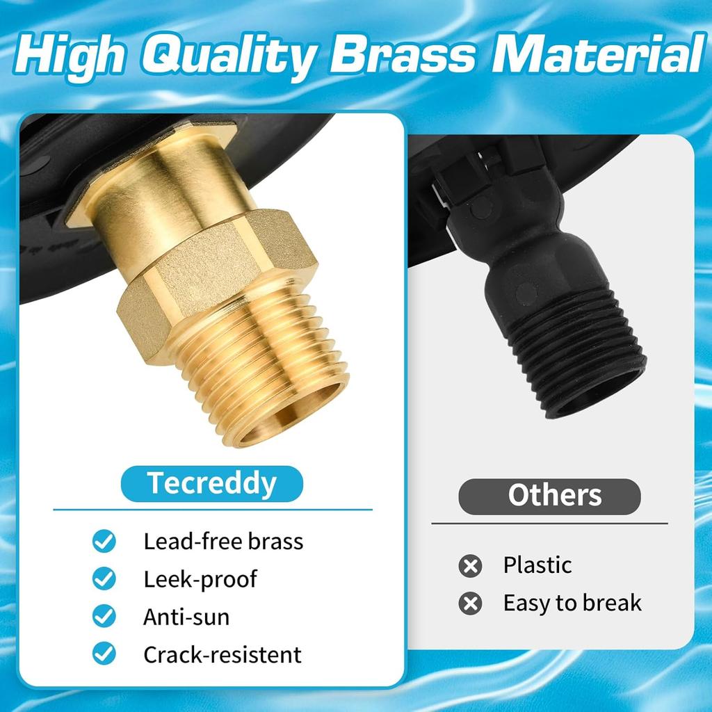 RV City Water Inlet With Brass Check Valve, Fresh Water Fill Flange For Camper Hookup, Durable RV Water Replacement Connection Fittings, Black