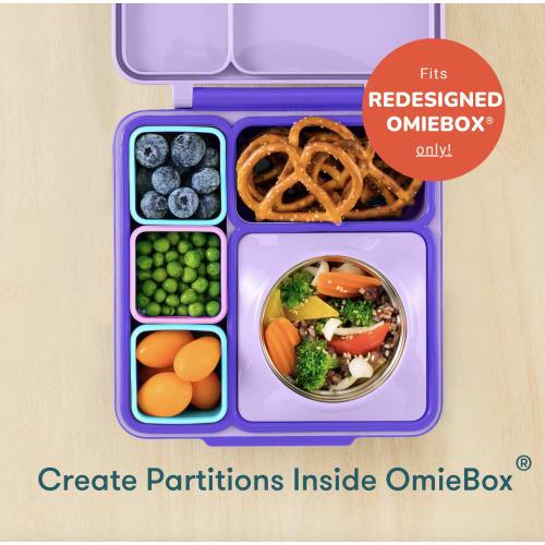 OmieBox (2-Pack) Leakproof Dip Containers, Salad Dressing Containers, and Condiment Containers with Lids, Food-Safe Silicone, 4 Oz (Pink/Teal)