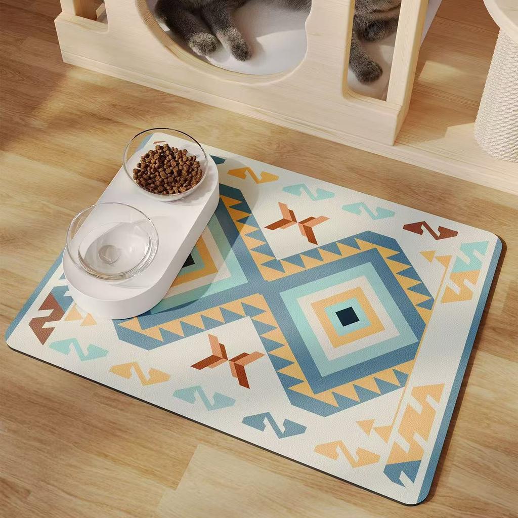 Pet Feeding Floor Mat Water-Absorbing Cooling Anti-Slip Mat Cat Mat Dog Mat Special Wipe No-Wash Pet Mat