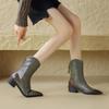 Krazing Pot Cow Split Skin Autumn Winter Shoes Wool Chunky Heels Size 43 Size 42 Pointed Toe Gradient Color Zip Fur Ankle Boots
