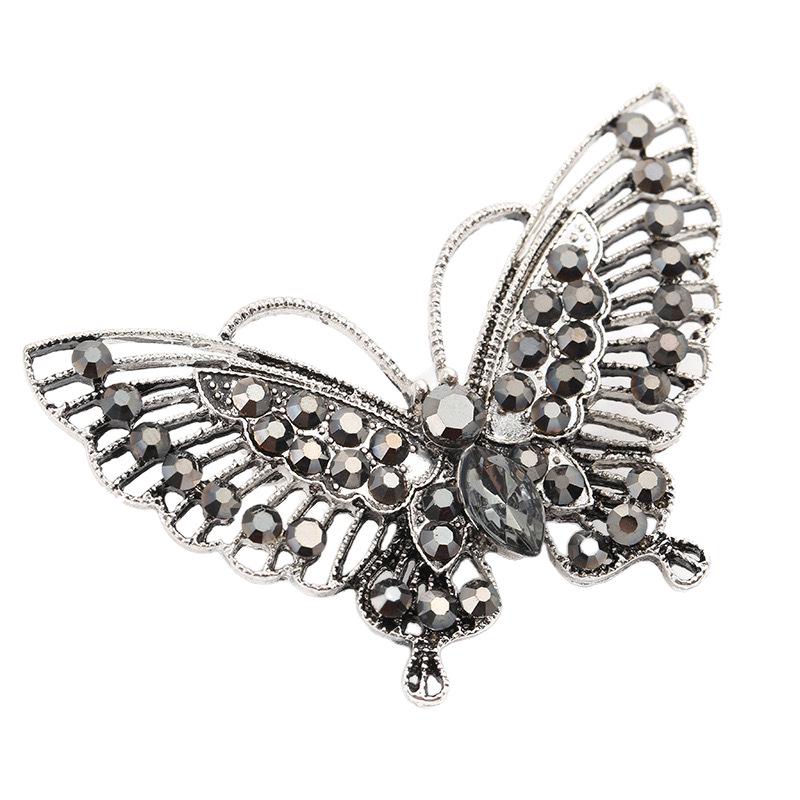 Broche Papillon Vintage Européen-Américain avec Strass: Broche revers à la mode avec design d'insecte en alliage