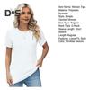Women Summer Tops O-Neck Short Sleeve Wrinkles Texture Tee Shirt Solid Color Loose Fit Elastic Tops Daily Wear