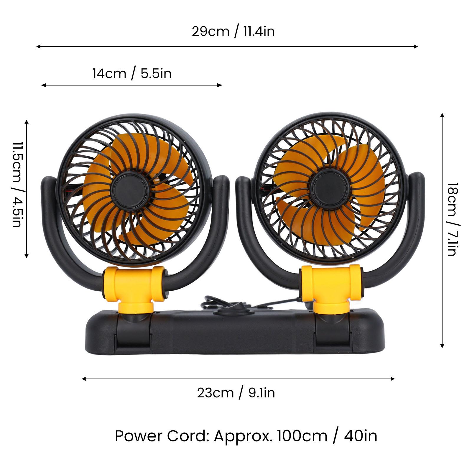

Dual Head Car Fan Foldable Cooling Fan Low Noise Running 2 Speeds Adjustment DC5V USB Pure Copper Motor for Vehicle Dashboard