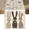 Easter Bunny Linen Table Runner Easter Rabbit Table Runner Bunny Dining Table Cloth Placemat for Kitchen Dining Table Decor