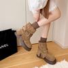 Men Women Boots Platform Flats Woman Ankle Fashion Belt Buckle Height Increase Shoes Street Style Ladies Chunky Heel Short Booties
