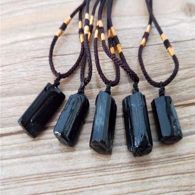 Black Tourmaline Stone Pendant Necklace Crystal Gem Specimen